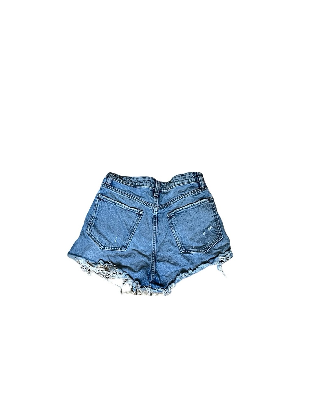 Zara High Rise Distressed Denim Shorts Size 4 | Frayed Raw Hem Festival Summer - Picture 3 of 4